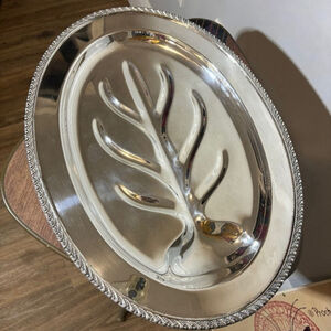 Wm. A. Rogers Meat Serving Platter, Silver Plated, Footed, Tree of Life #9394
